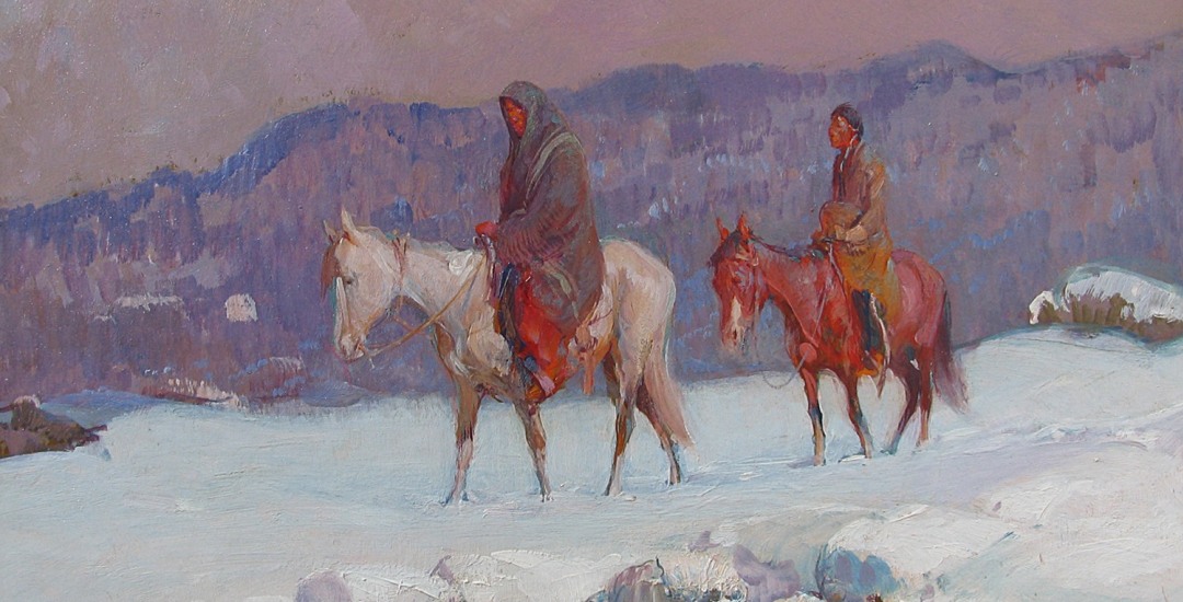 Oscar Berninghaus painting &quot;The Snow Covered Trail&quot;.
