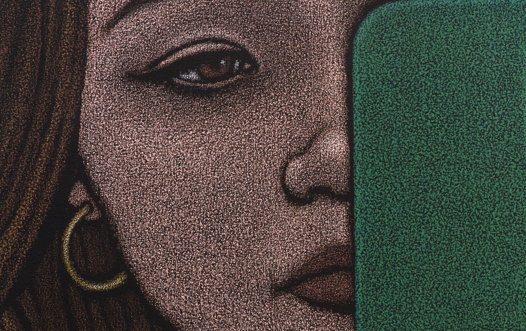 Detail of Amy Adler's "Nice Girl", 2025