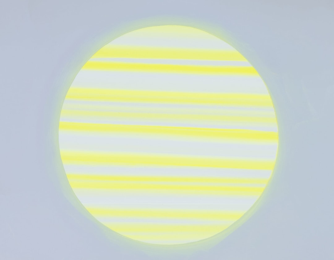 Detail of a striped moon in a painting by Wanda Koop