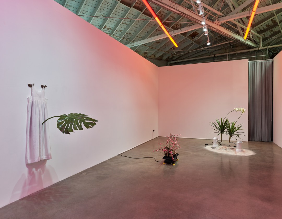 installation view of Rachel Youn's exhibition featuring 3 different sculptural artworks