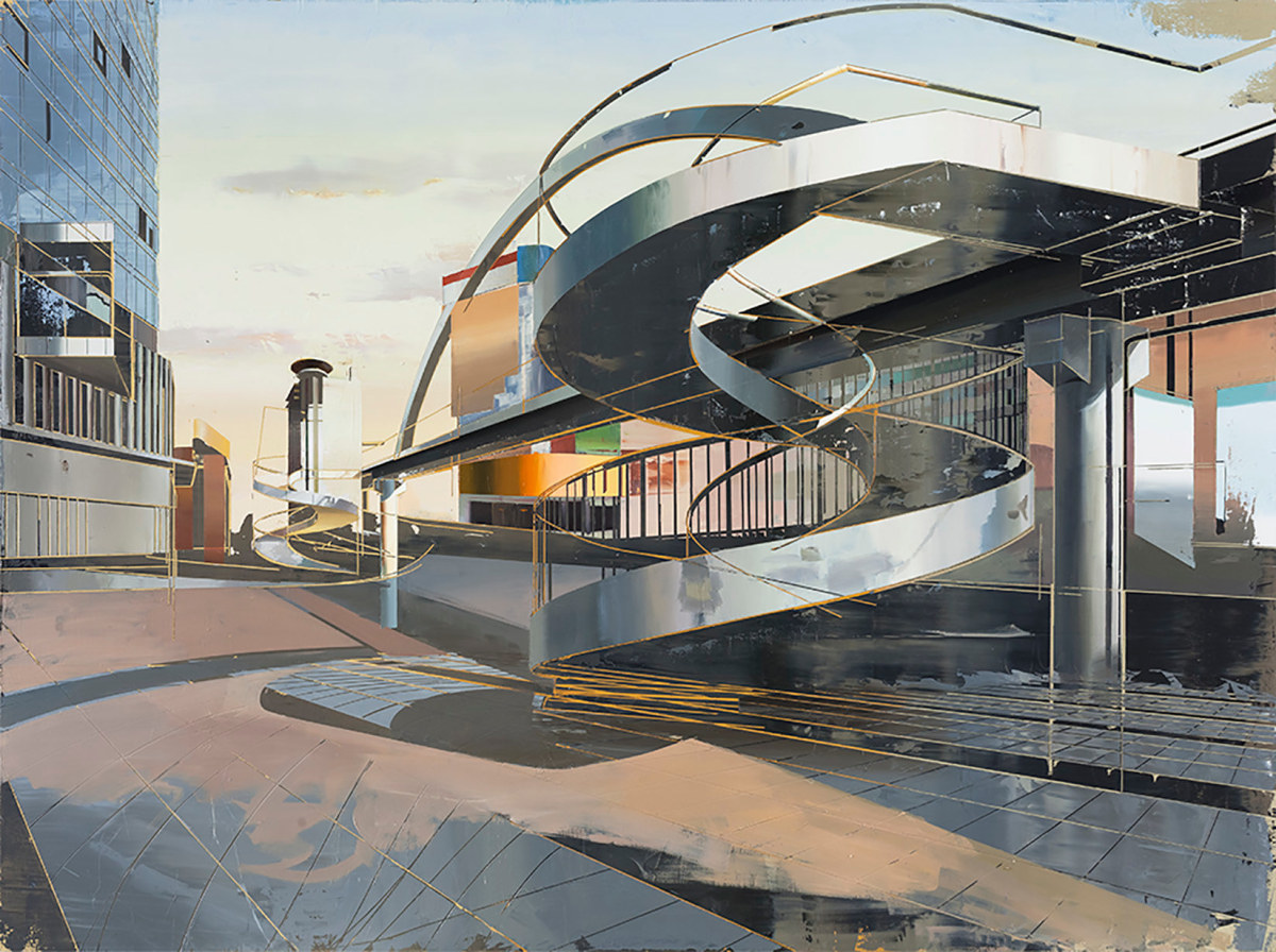Cui Jie painting of abstracted footbridge