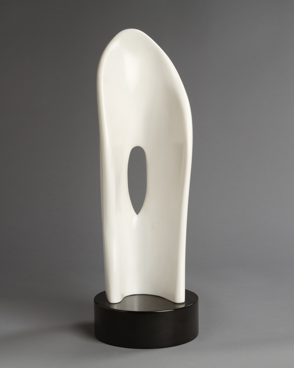 Charlie Kaplan sculpture White Shroud from 2003 of Statuario Carrara Marble with dimensions 20" X 6"
