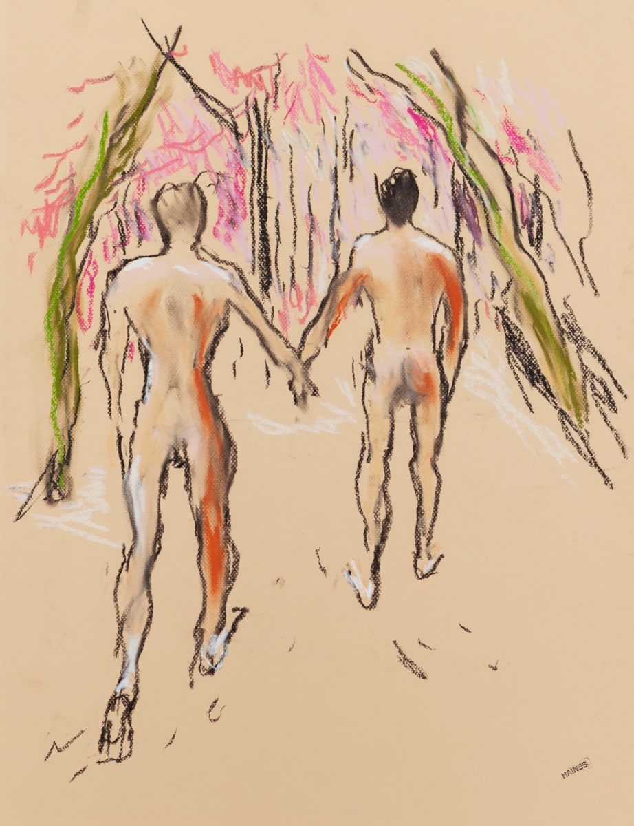 Drawing of two men holding hands by Richard Haines