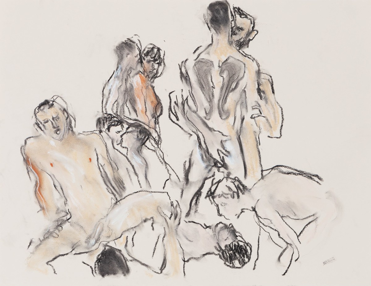 Drawing of orgy by Richard Haines