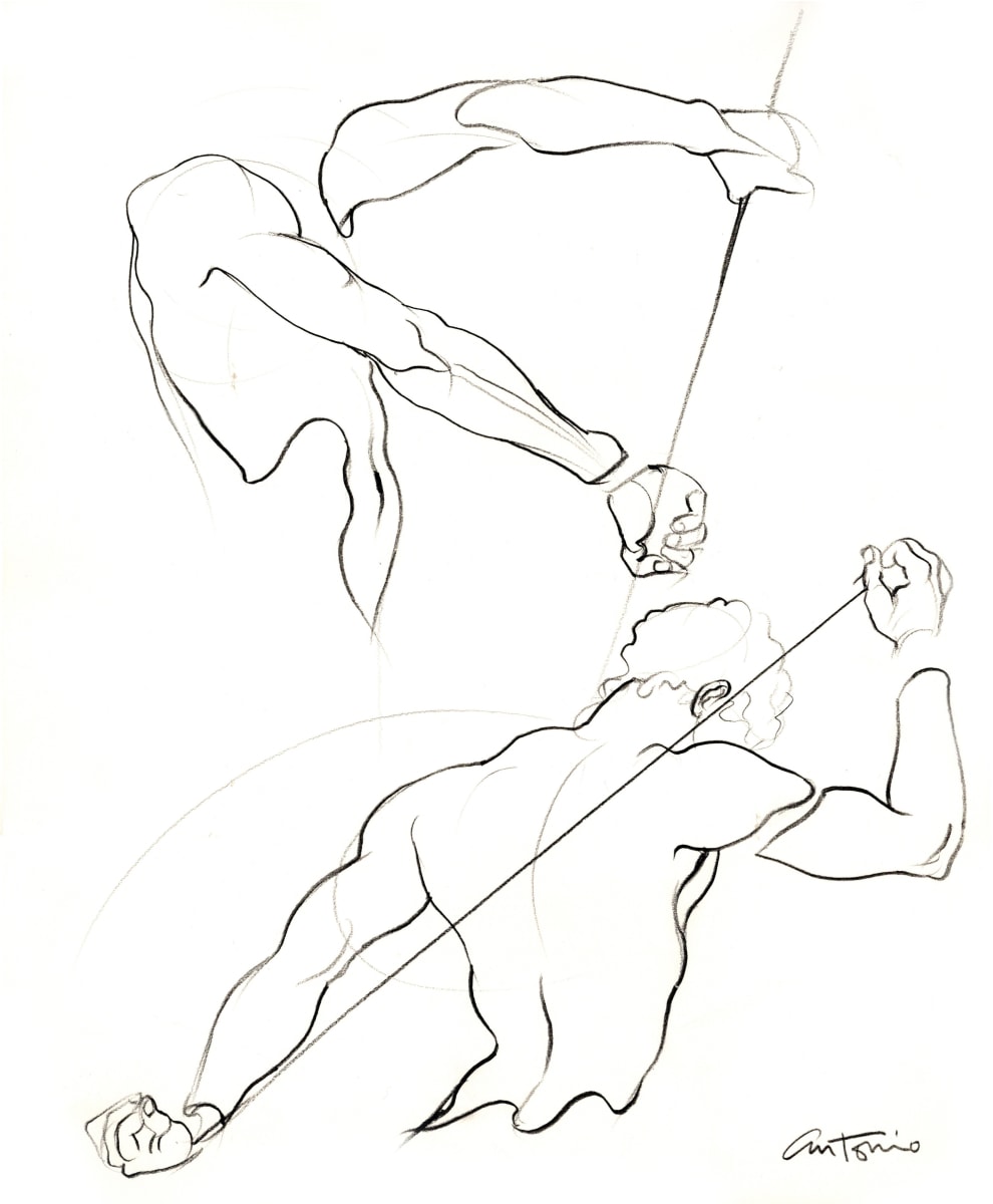 Drawing of athlete by Antonio Lopez