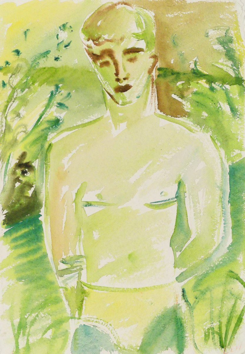 Luke Edward Hall Swimming in the River Evenlode (Yellow Green), 2023