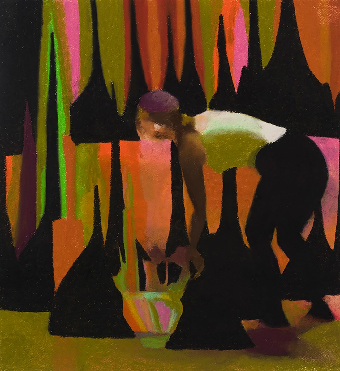 Lavi Daniel, The Grower, 2022, Pastel on paper, 14 x 13 in.