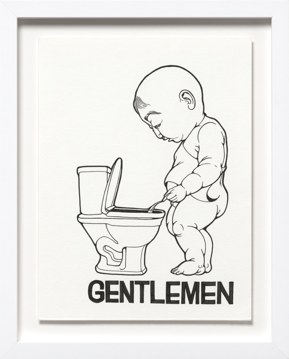Phung Huynh, Color Me (Gentlemen), 2022, Ink on paper, 12 x 9 in., 15 x 11 in. framed