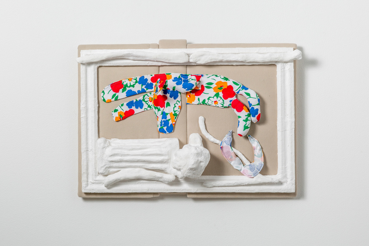 Lex Brown Over, 2018 Plaster, textile, wood 24 x 30 x 6 in.