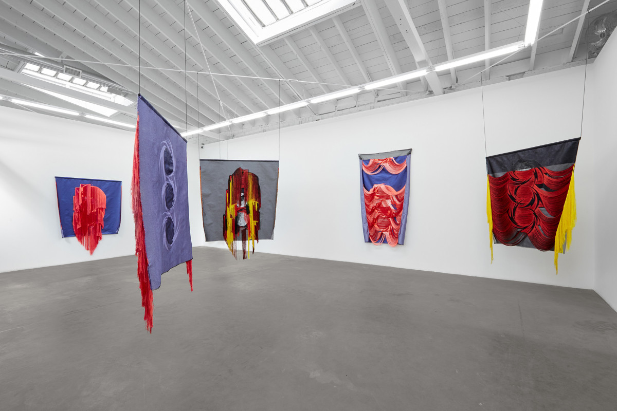 Installation view of Liz Collins: Cosmologies, on view from November 4 - December 22, 2023
