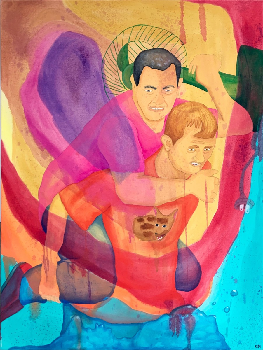 Karla Diaz, Manuel's Crossing, 2022, From Coyote Crossings, Acrylic on canvas, 40 x 40 in.