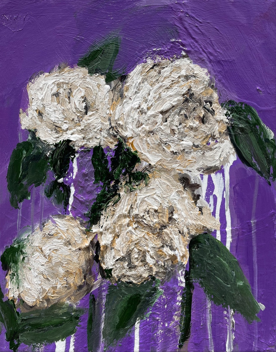 Aaron Maier-Carretero four blooms on purple, 2023