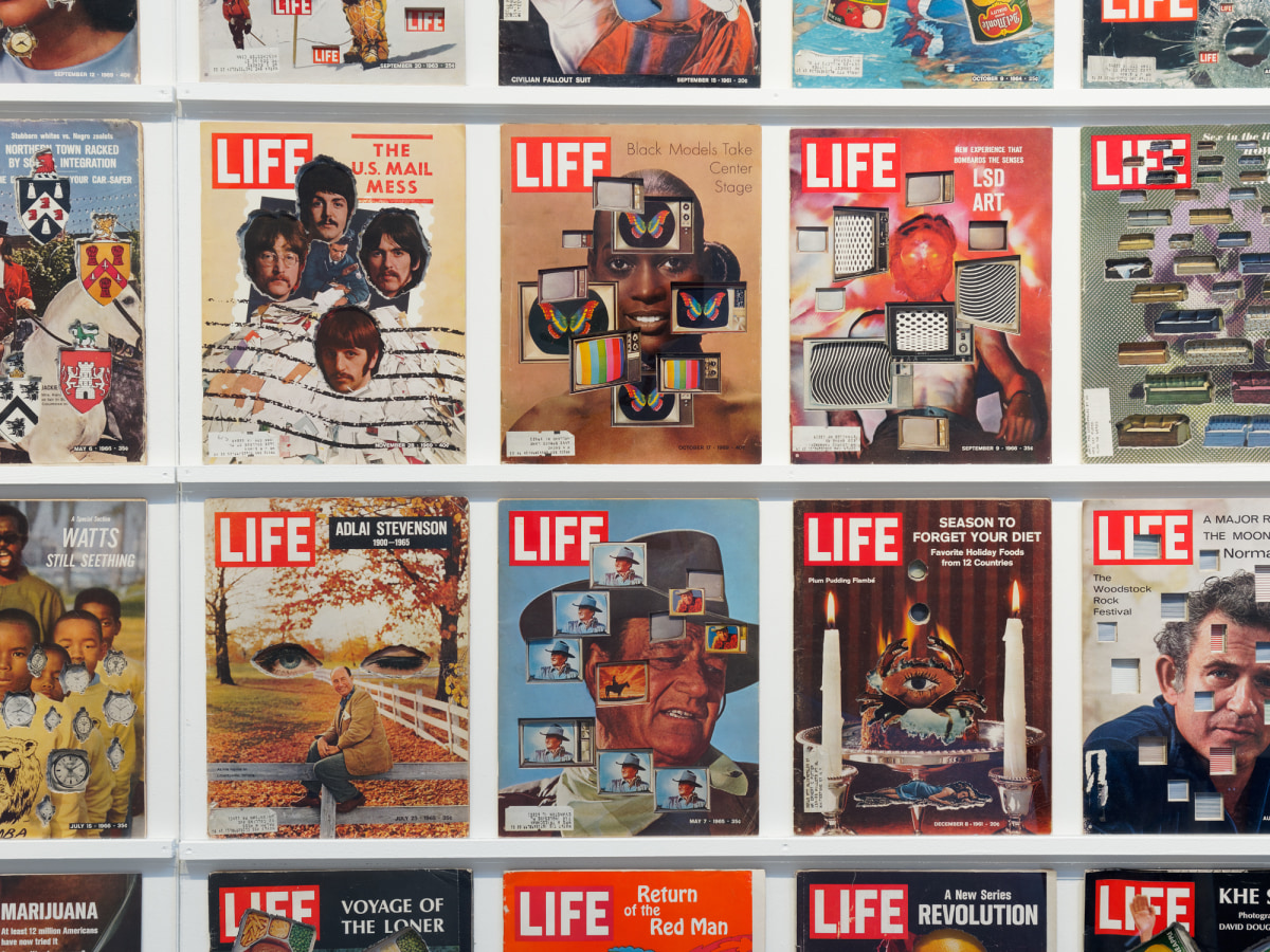 Installation view of DENNIS KOCH: Beyond the Funny Farm! Crypto-K, Cutouts, Cut-ups, Copies, Mirrors, Membranes, and Temporal Algorithms