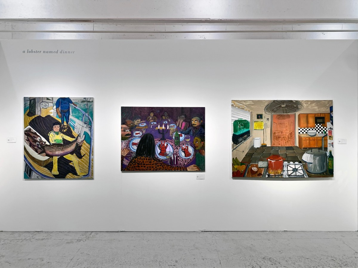 Installation view of AARON MAIER-CARRETERO: a lobster namer dinner, on view at NADA New York from May 18 - 21, 2023