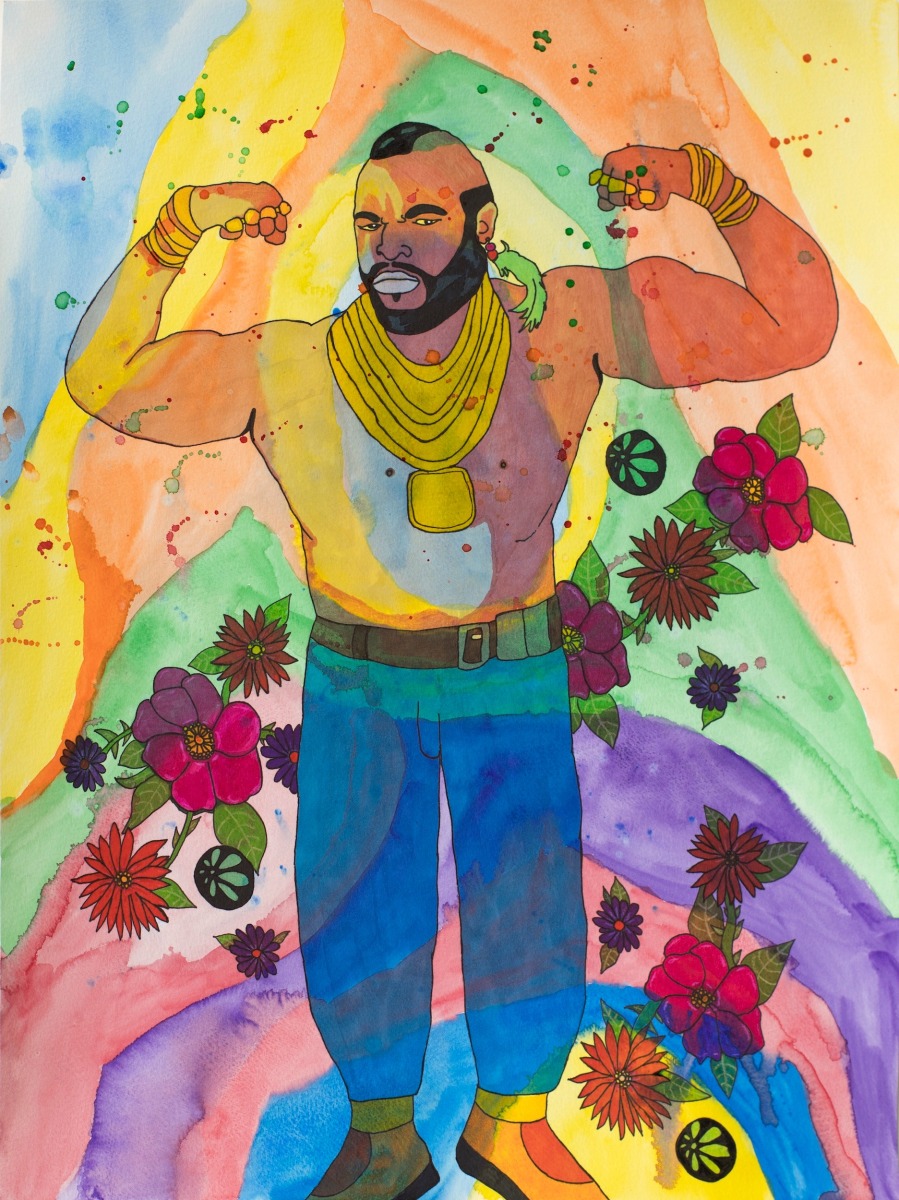 Karla Diaz, Mr. T, 2022 Watercolor and ink on paper, 20 x 15 in.