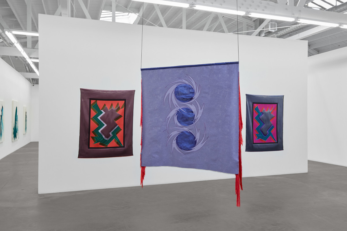 Installation view of Liz Collins: Cosmologies, on view from November 4 - December 22, 2023