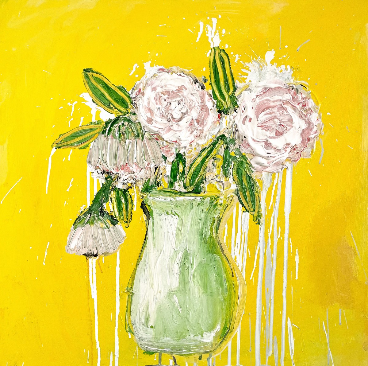 Aaron Maier-Carretero four blooms on yellow, 2023