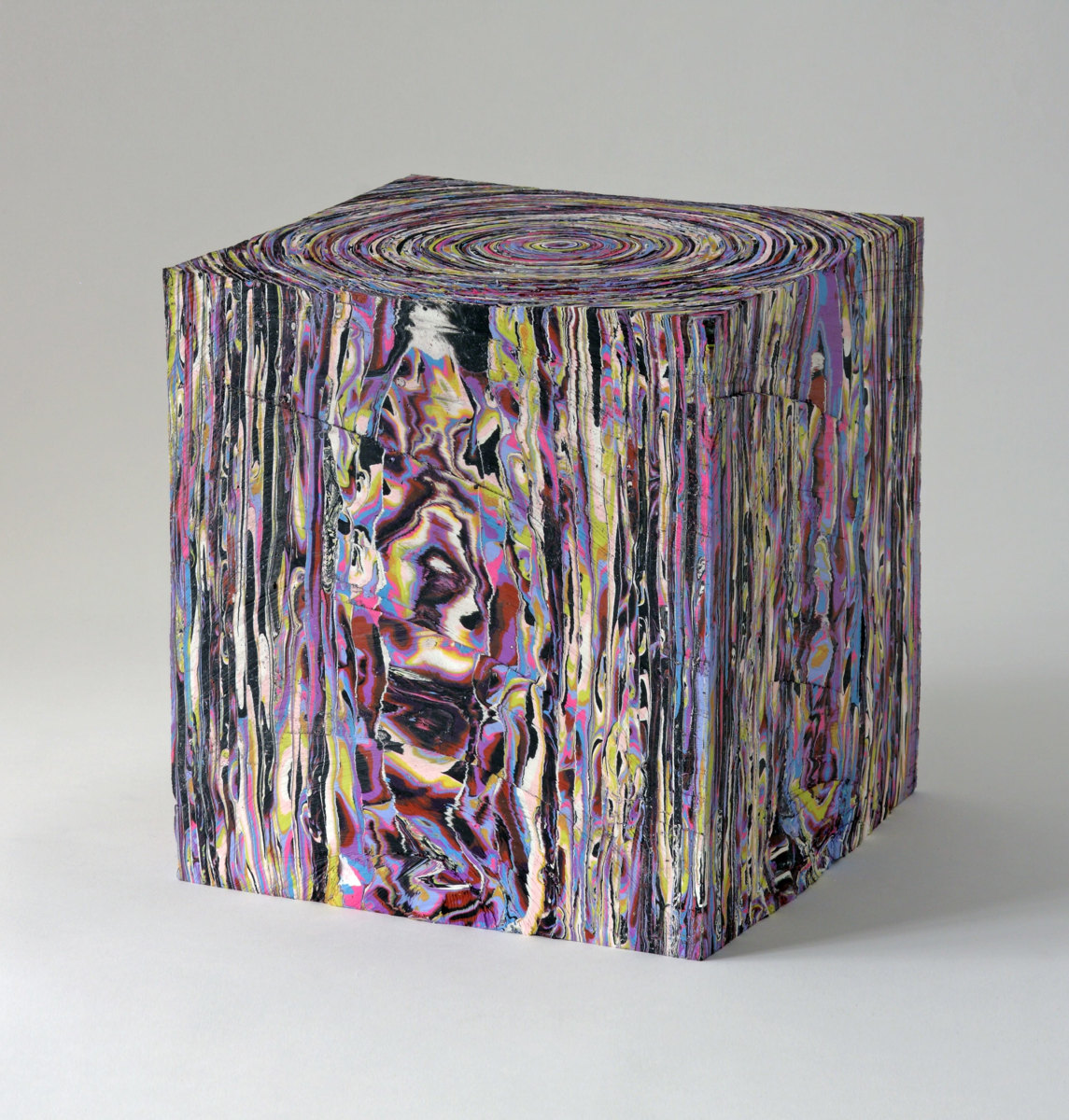 Margie Livingston Rough Cut Block with Purple, 2013 Acrylic paint, powder-coated steel shelf  ​10.75 x 10.5 x 10 in.