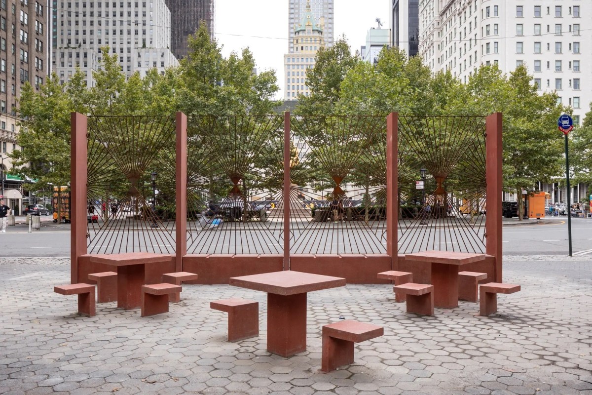 Edra Soto, &ldquo;Graft,&rdquo; 2024. Photo: Nicholas Knight, courtesy of Public Art Fund, NY Presented by Public Art Fund at Doris C. Freedman Plaza, New York City, Sep 5, 2024 &ndash; Aug 24, 2025.