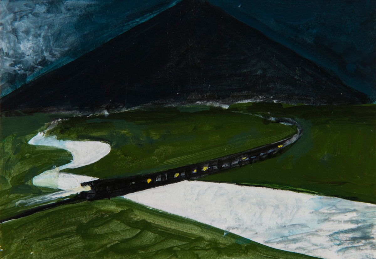 Jim Adams, "Nubian Express #1," 1999, Acrylic on board, 4 x 6 inches