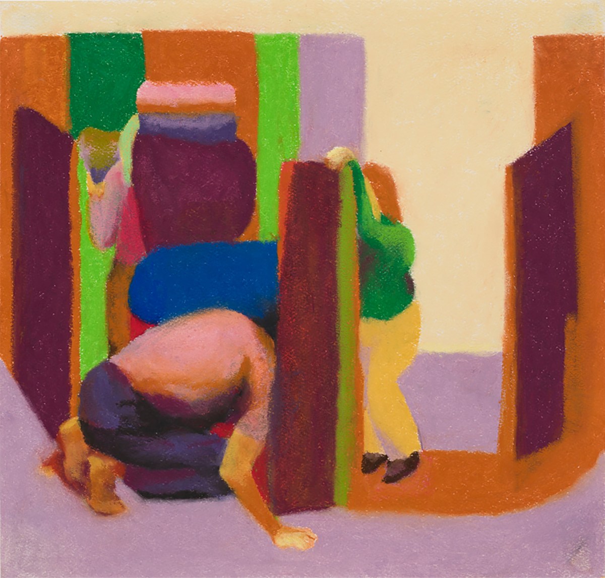 Lavi Daniel, Gathered Over Questions, 2022, Pastel on paper, 9.875 x 10.375 in.