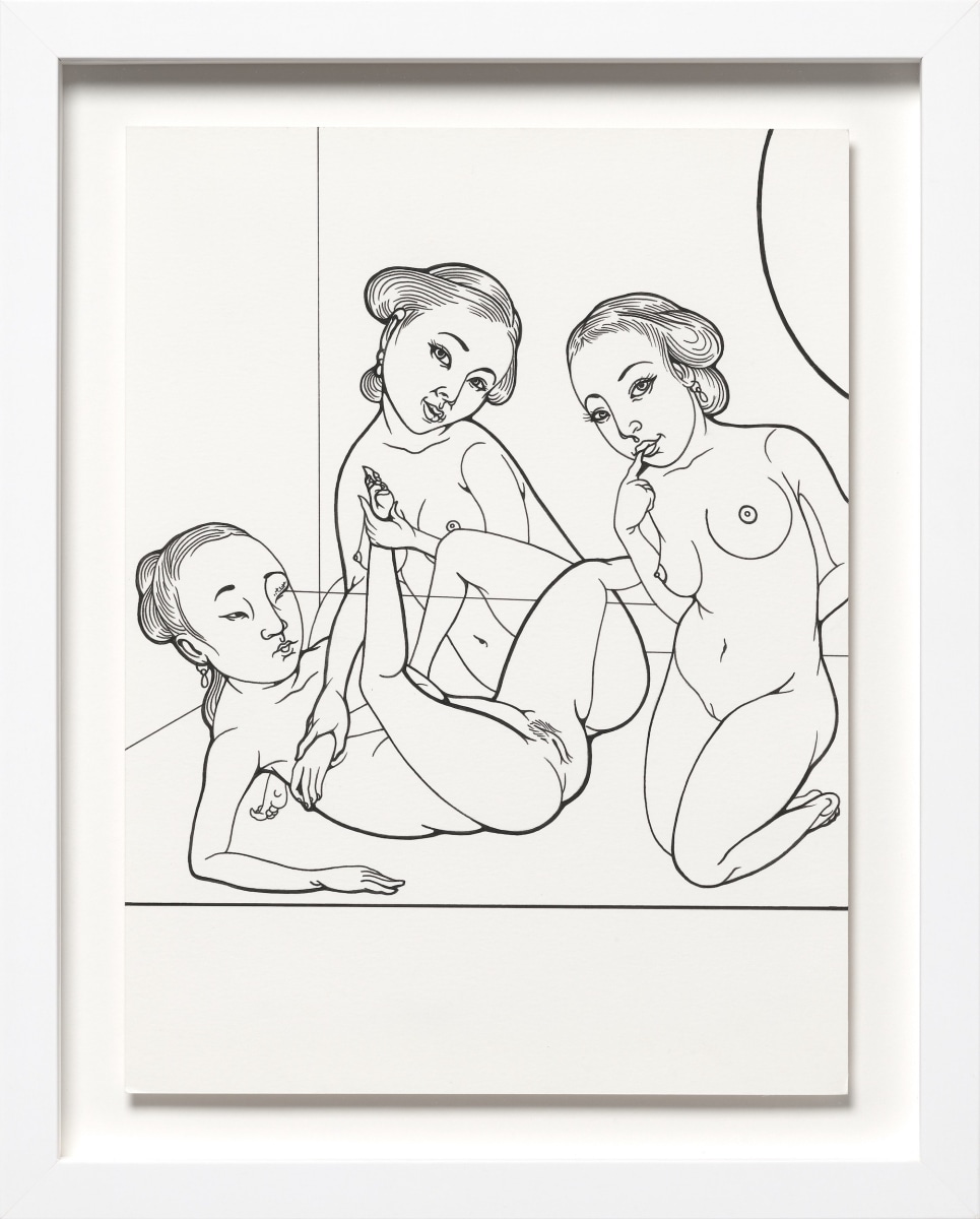 Phung Huynh, Color Me (The Struggle), 2022, Ink on paper, 12 x 9 in., 15 x 11 in. framed