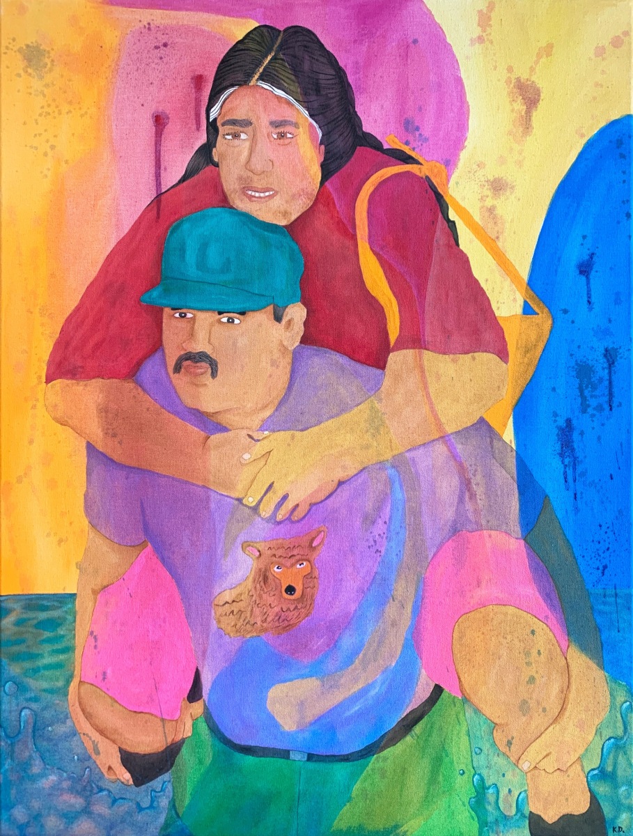 Karla Diaz, Grandma's Crossing, 2022, From Coyote Crossings, Acrylic on canvas, 40 x 40 in.