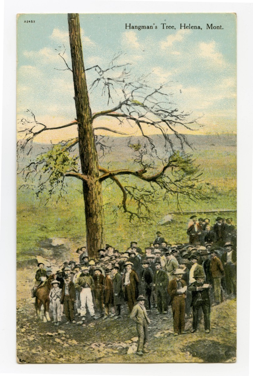Ken Gonzalez-Day Hangman's Tree, Lynching of Arthur L. Compton &amp; Joseph Wilson, Helena, MT, 1870 Erased Lnychings Set III, 2006-2019 Archival injet print on rag paper mounted on cardstock 6 x 4.5 in.