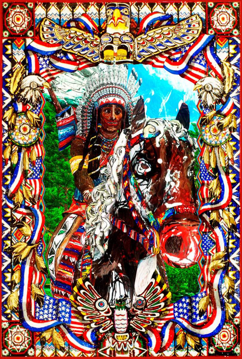 Federico Solmi, "The Jumping Badger," 2016, Animated video-painting in a handmade artist frame, 36 x 24 inches