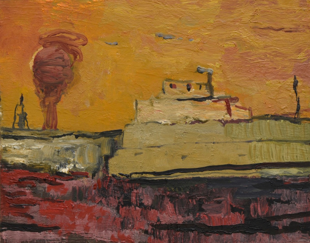 Roya Farassat, Orange Heat, 2020, Oil on gessobord, 11 x 14 in.