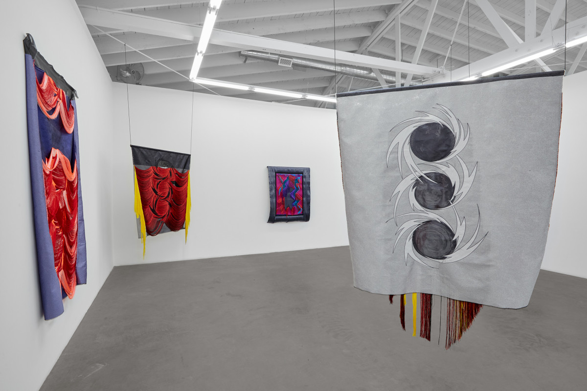 Installation view of Liz Collins: Cosmologies, on view from November 4 - December 22, 2023