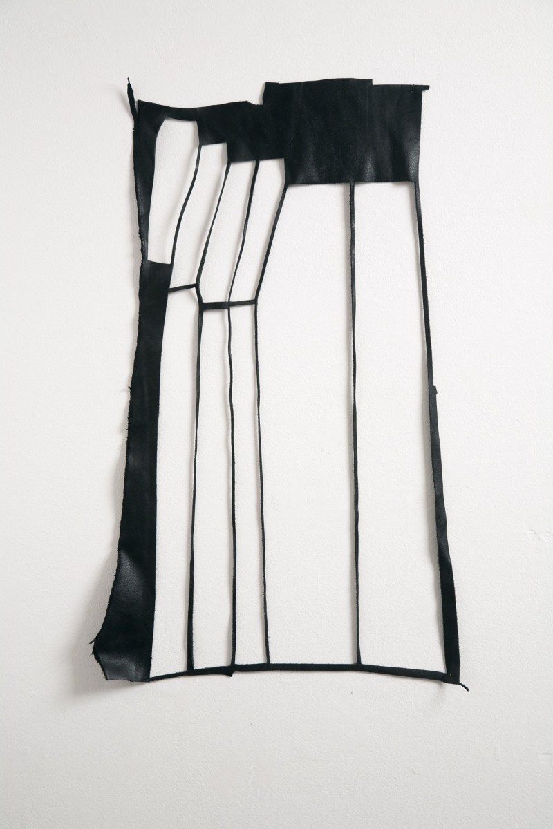 Margie Livingston Stretch,2016 Leather and pins ​35 x 15 in.