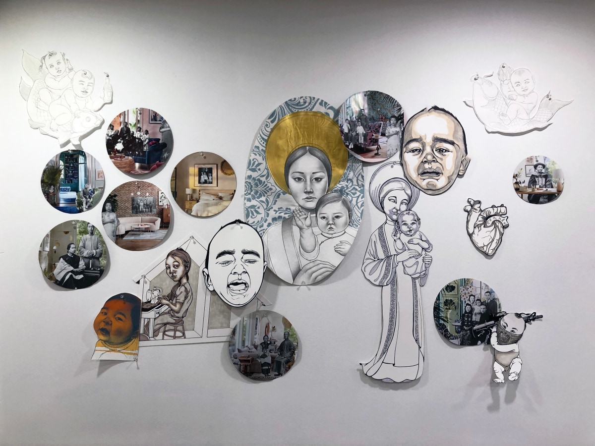 Phung Huynh, Americanization, 2022, Mixed media collage, Approx. 60 x 96 in.;&nbsp;Dimensions variable