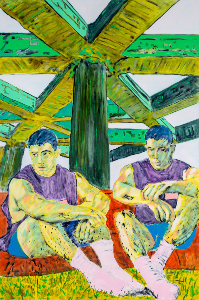 John Brooks, Cut the Hermann Free From the Hesse, 2022, Oil on canvas, 72 x 48 in.