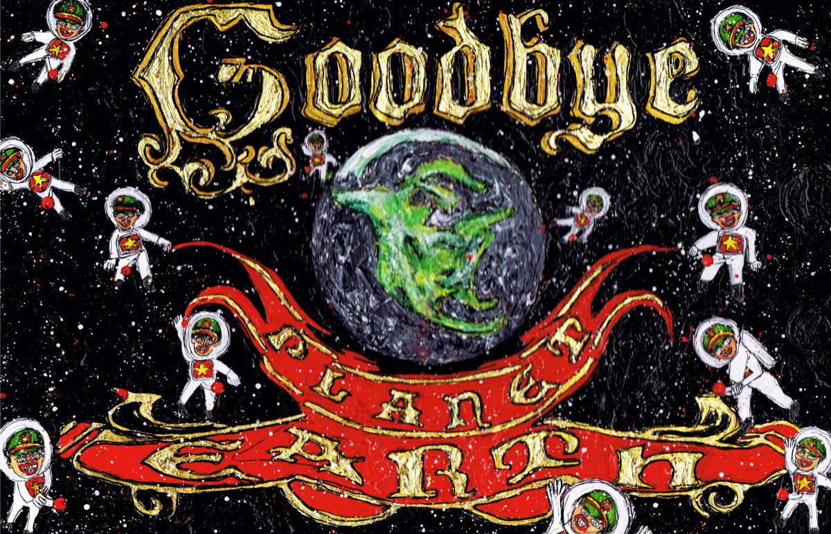 Federico Solmi Good Bye Planet Earth, 2012 Acrylic, ink, gold leaf on paper mounted on wood panel 11 x 17 in.