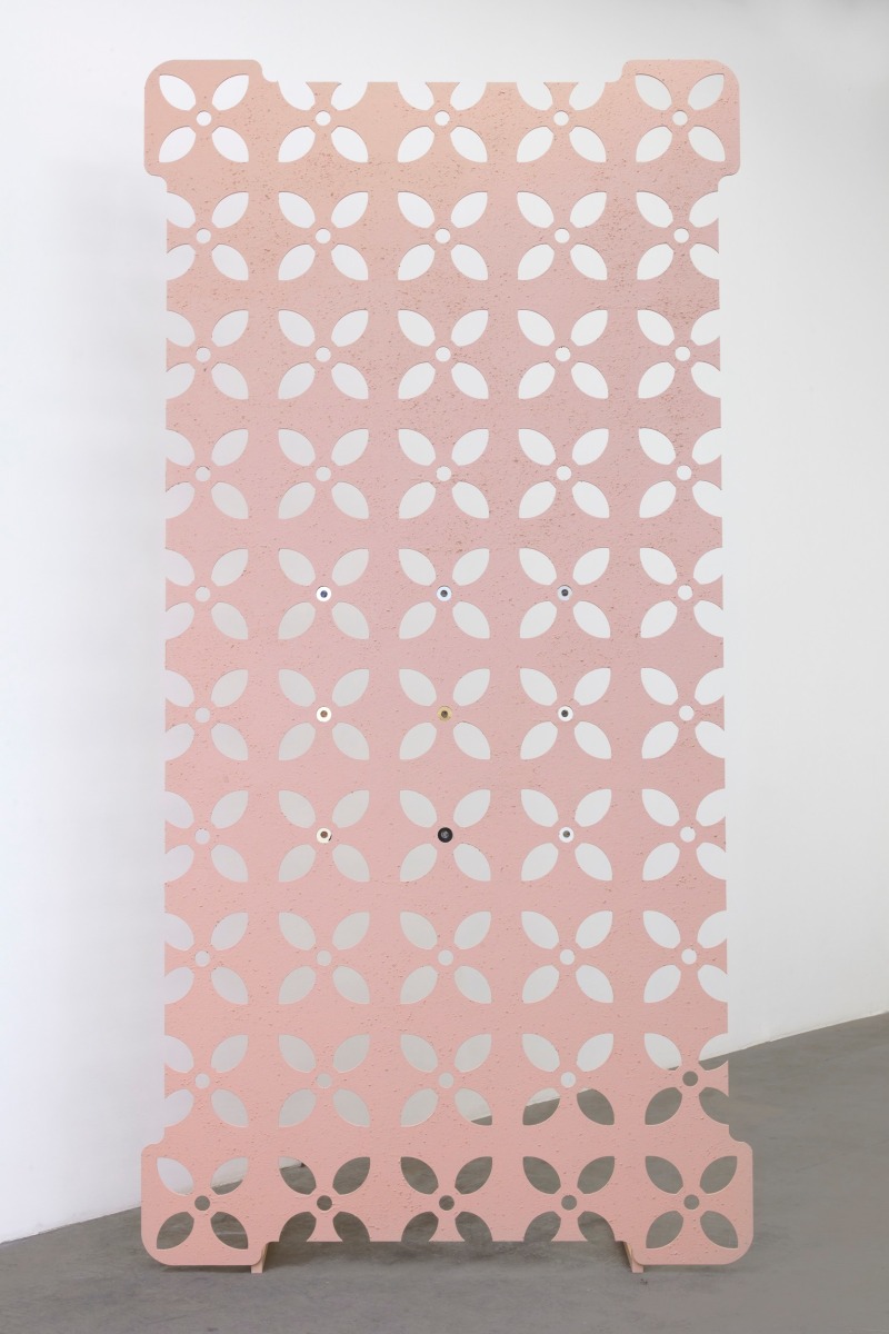Edra Soto, Cupey 1, 2021, Plaster, paint, Sintra, and alumninum tube, 114 x 57 x 20 inches