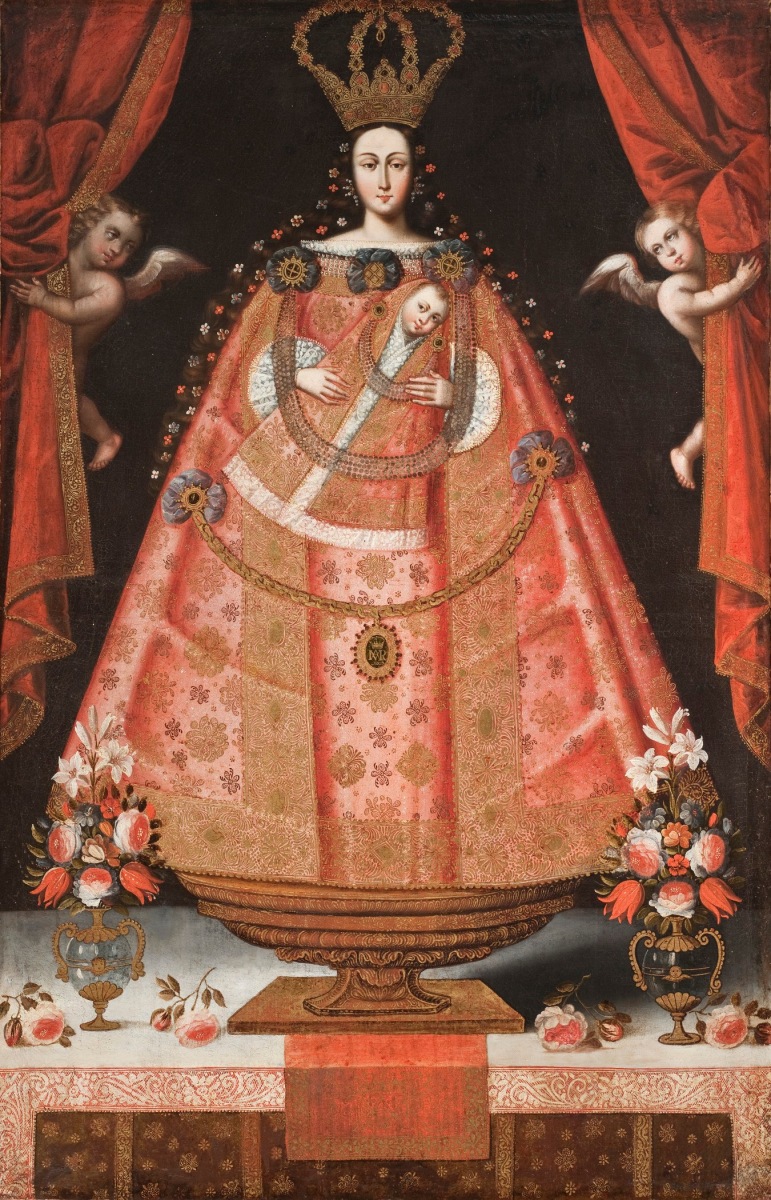 Unknown, Cuzco School, c. 1700-1720
Virgin of Bethlehem (Virgen de Bel&amp;eacute;n)
oil on canvas
framed:
71 x 47 1/4 x 3 1/2 inches
(180.34 x 120.02 x 8.89 cm)&amp;nbsp;
Collection of Los Angeles County Museum of Art;&amp;nbsp;Gift of Eunice and Douglas Goodan