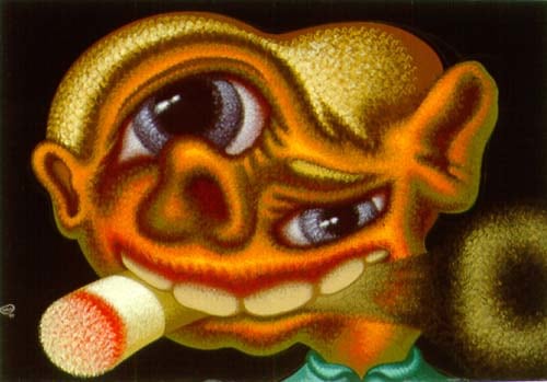 Peter Saul

Smoking head, 1987

acrylic on paper

27 x 39 inches

(69 x 99 cm)