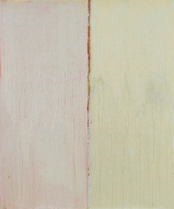 Pat Steir Locks Gallery White Over Green, Red and Gold
