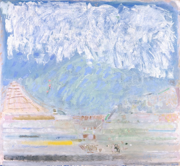 Warren Rohrer locks gallery painting landscape with white clouds