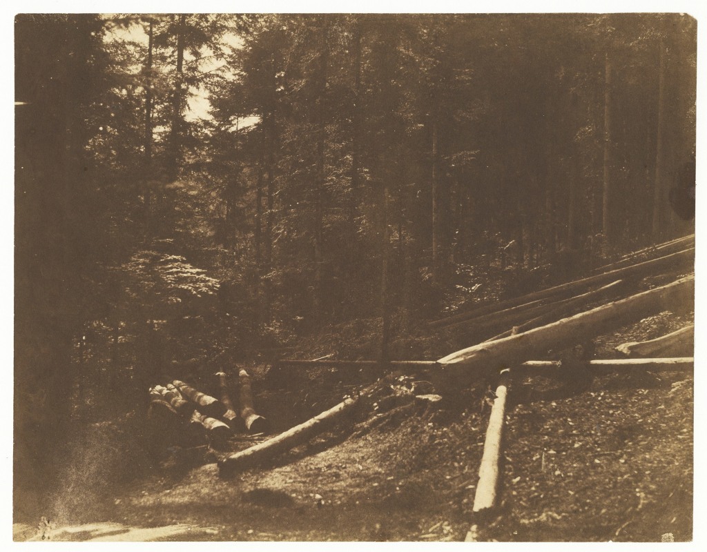 V. DIJON (French) Logging scene in a forest, 1850s Salt print from a paper negative 21.5 x 27.6 cm