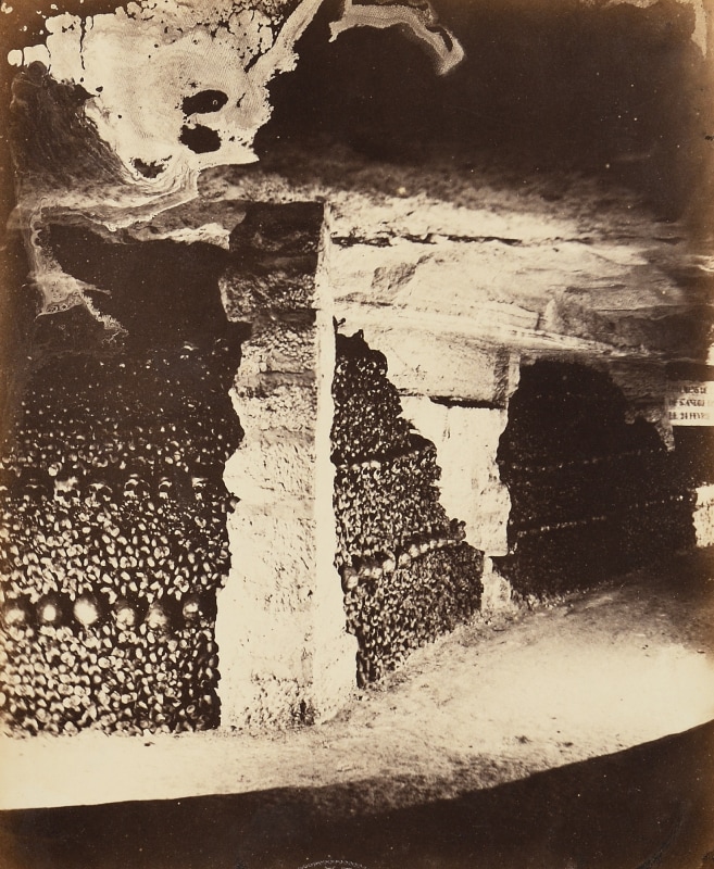 NADAR (Gaspard-F&eacute;lix Tournachon) (French, 1820-1910) Catacombs of Paris &ldquo;Hallucinations of shadow, light and collodion&rdquo;  Facade no. 3, 1862 Albumen print 23.0 x 19.0 cm
