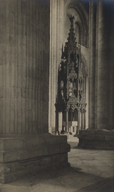 Frederick H. EVANS (English, 1853-1943) &quot;Durham Cathedral: Font &amp; Pillar from Nth Aisle&quot;, 1911 Gelatin silver print 25.8 x 15.4 cm