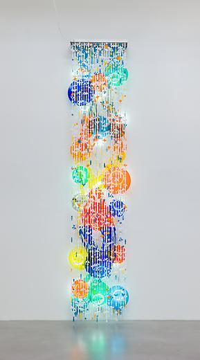 Untitled 2014 Acrylic, wire, fluorescent lights, weights