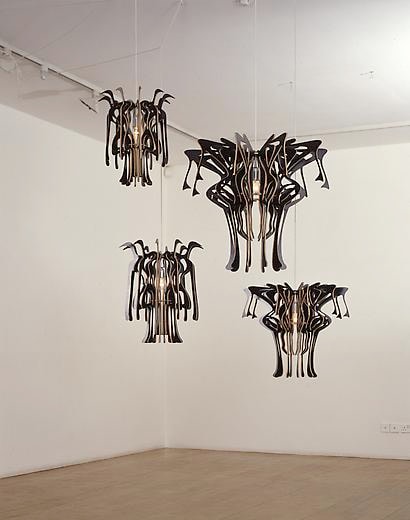 Untitled 2003 Set of six plywood lamps