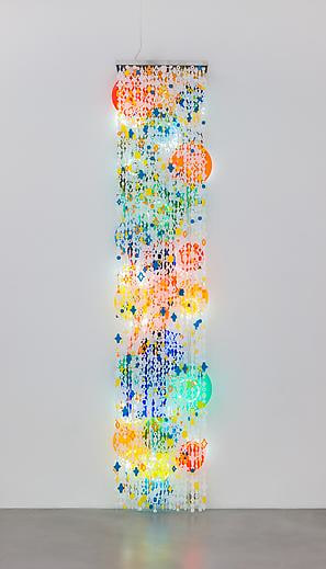 Untitled 2014 Acrylic, wire, fluorescent lights, weights