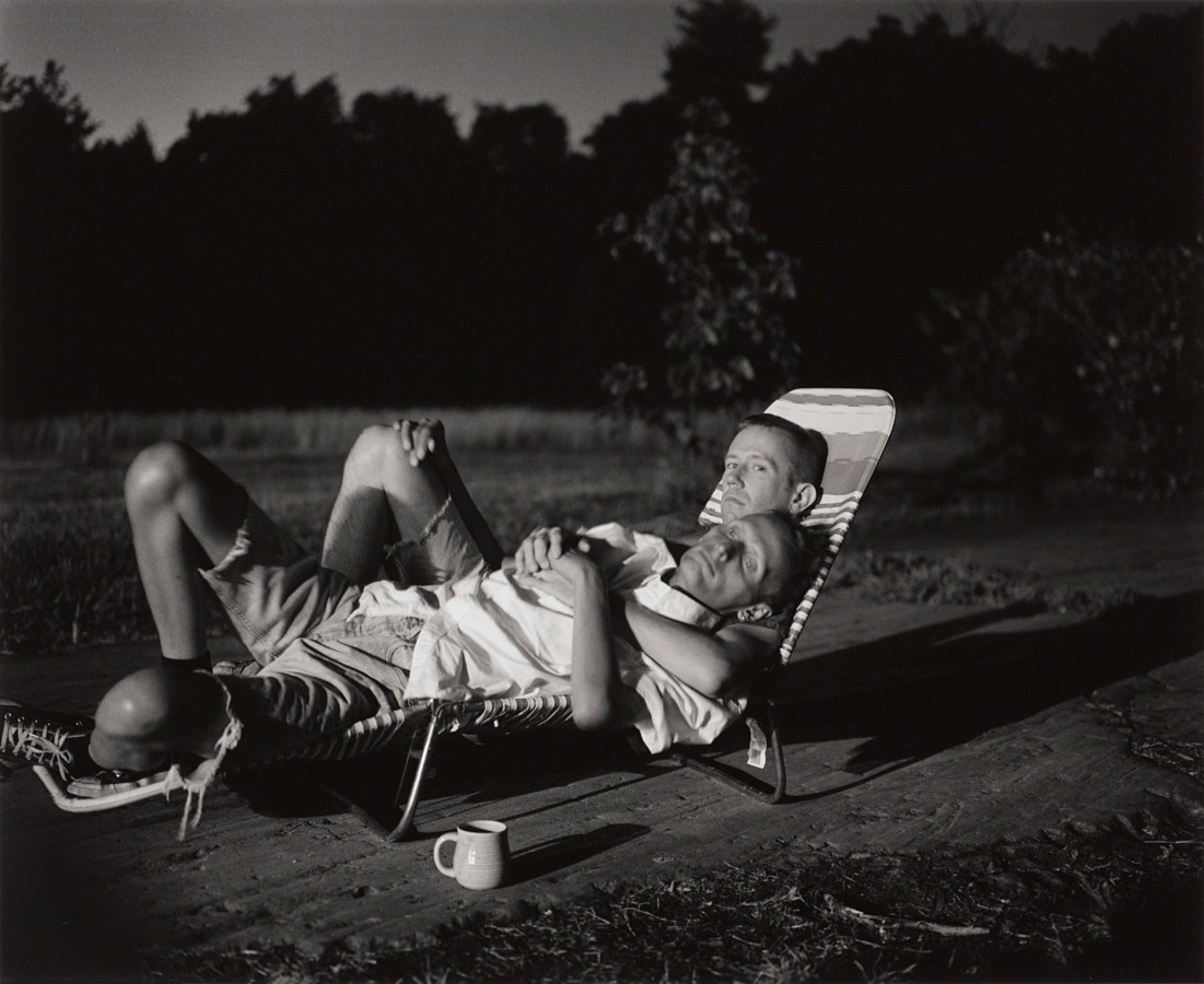 Two men in back yard by Stephen Barker