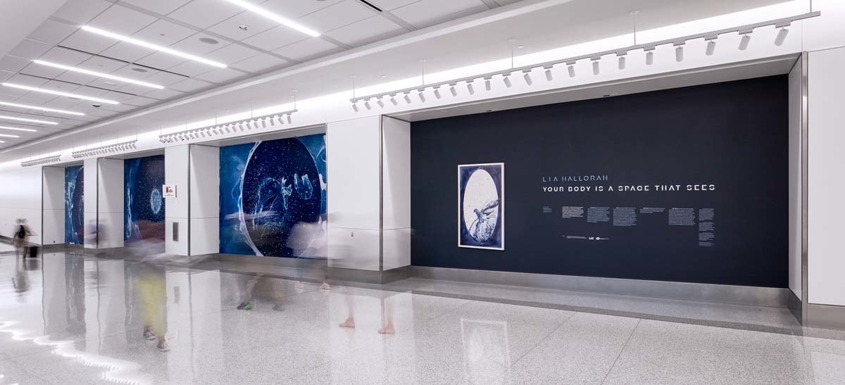 Lia Halloran,&nbsp;Your Body Is A Space That Sees,&nbsp;Terminal 2/3, Departures Level, installation view, 2022.&nbsp;Photos courtesy of SKA Studios LLC.