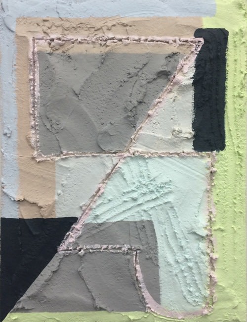 Molly Larkey Both and Not, 2014 Acrylic, mixed media on burlap, panel  ​24 x 18 in.