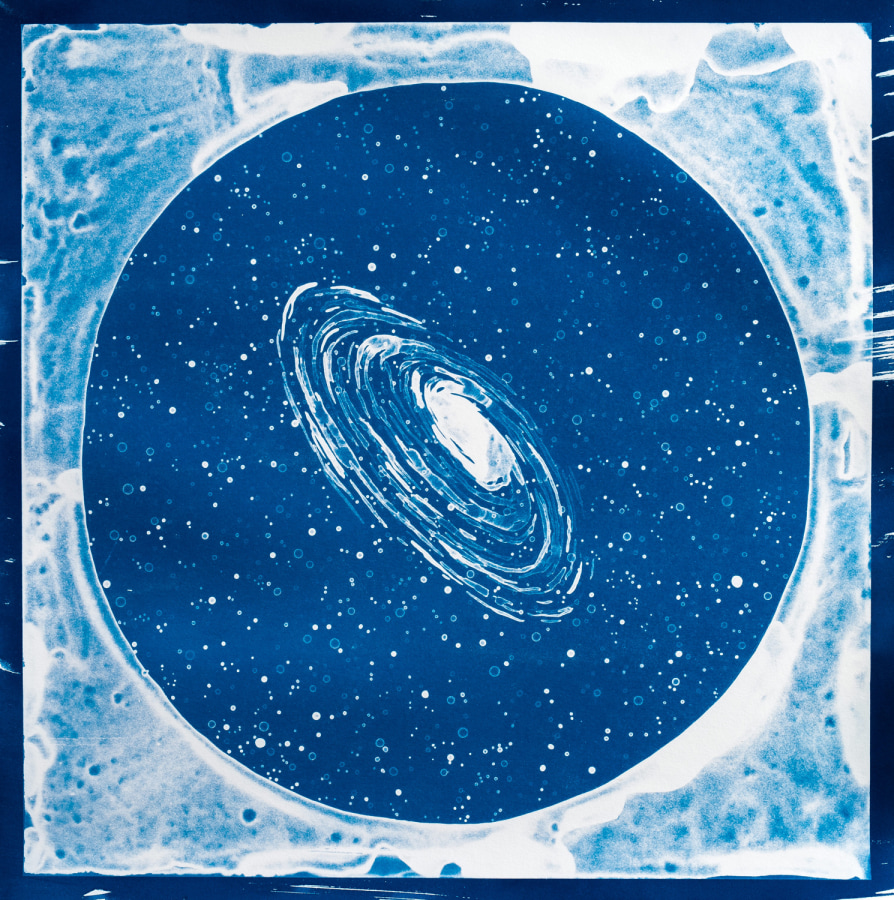Lia Halloran, Spiral, 2017, cyanotype print, edition of 25, 15 x 15 in.